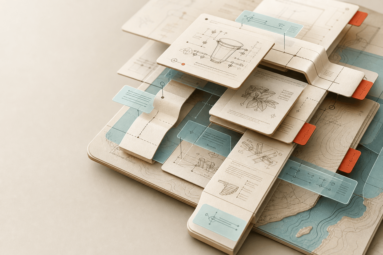 Tactile editorial learning atlas used as the homepage application surface